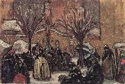 Bela Ivanyi-Grunwald Market of Kecskemet in Winter France oil painting artist
